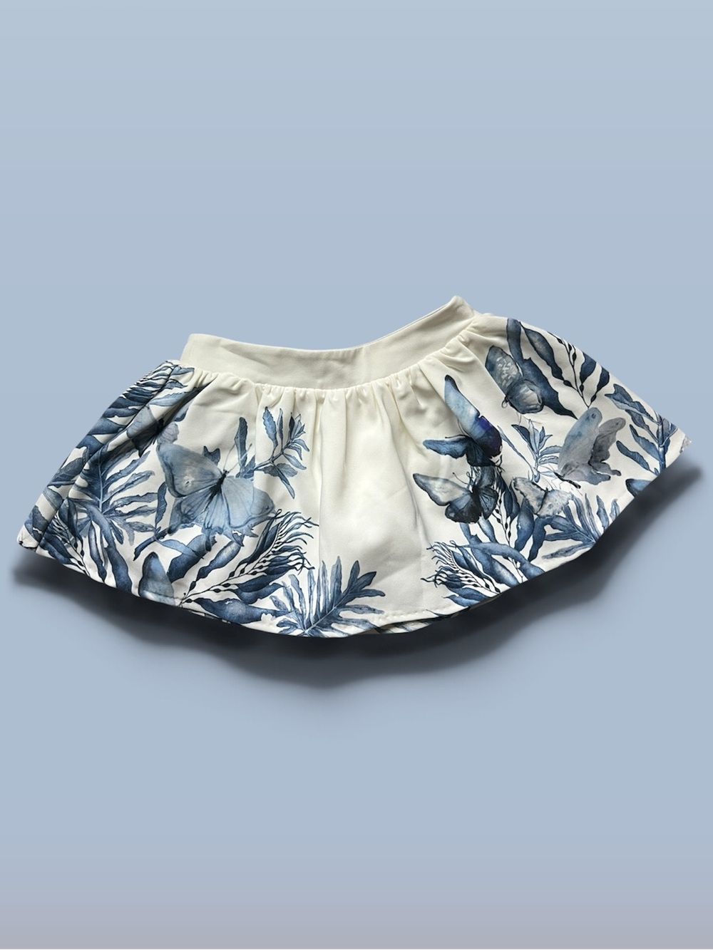 Patachou puffy white skirt with blue butterflies - girl size 2